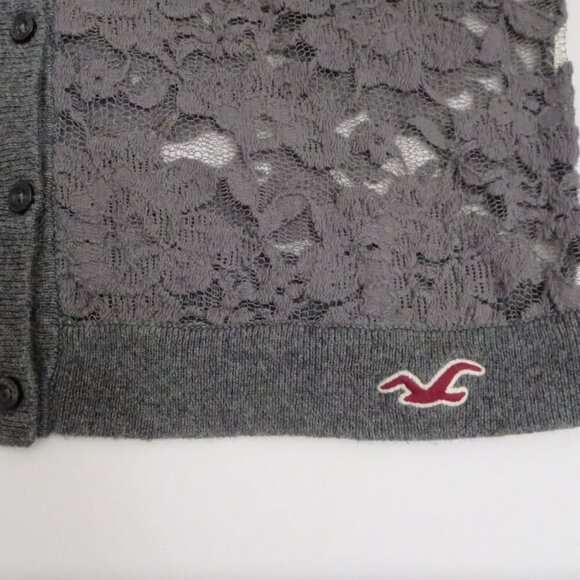 NEW Hollister Dark Gray Lace Cardigan Size Small Dark Gray - Picture 9 of 9